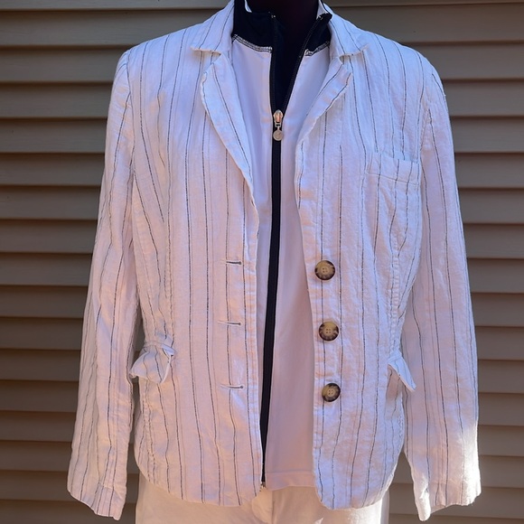 100% linen striped jacket size medium - Picture 2 of 8